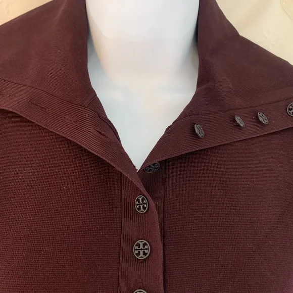 NWT Tory Burch Knit Polo Sweater Dress in Oxblood Burgundy - Picture 4 of 10